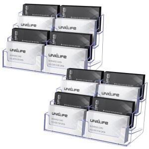 유니라이프 2팩 아크릴 명함 홀더 데스크용 8슬롯 클리어 디스플레이 스탠드 남녀 데스크톱 정리함 카드 오피스 홈 전시, 480장의 용량