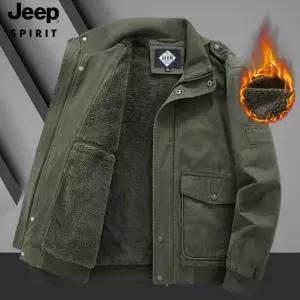 JEEP SPIRIT 남성 하이넥 기모 두꺼운 보온 플리스 자켓