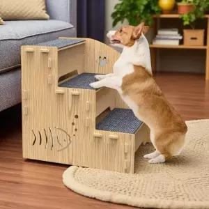 고품질 멍멍스텝 반려동물 계단 강아지 고양이 논슬립 3단 (WFKDZ6K)