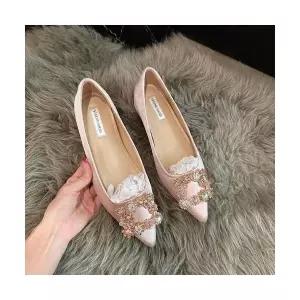 여자 플랫 양가죽 키높이 눈꽃 큐빅 새틴 슬림핏 펌프스 웨딩 슈즈 통근화 원픽5