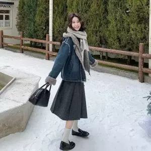 여자점퍼 집업 야구 항공 겨울 캐주얼 후드 데님 램스울 코트 원템4