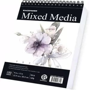 바흐모어 스케치패드 100장 수채화 스케치용 아크릴 아트 패드 잉크 스케치북 색칠 노트 - 멀티미디어