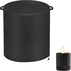 Klmnop 원형 화재 구덩이 커버 24인치 헤비 듀티 600D 방수 파티오 기둥 D X 27인치 H블랙