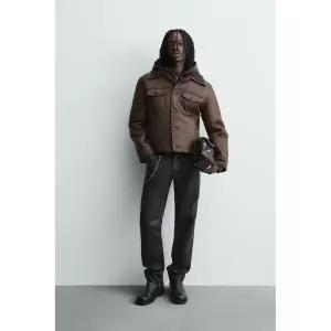 [정품] 자라 자켓 데일리 야상 아웃터 ZARA 페이크 더블 페이스드 재킷 - 브라운