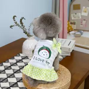 과일 리본 체크 강아지 원피스 티셔츠 댕댕이옷 반려동물 ANS 귀여운 스트라이프 중형견 애견 반팔 여름