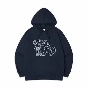 [하프클럽/탑보이]자이언트비스트 오버핏 기모 프린팅 후드 스웨트 셔츠 (PTH2092)