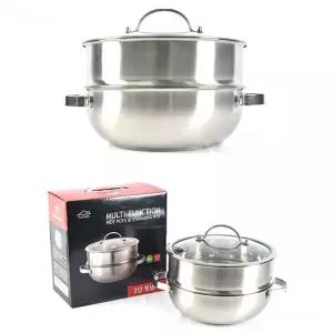 (27.6cm) 인덕션 2단 스텐 찜냄비 겸용 전골냄비 32호/찜솥/찜기/찜통/스팀/돔스티머/돔형/멀티/다용도