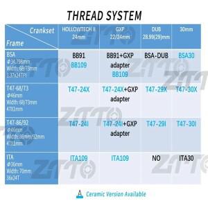 호환 ZTTO BSA68/73 외부 베어링 바텀 브라켓 BB91 DUB 34.798mm 프레임 22/24/28.99mm 축 스핀들 크랭크셋