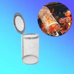 N2992 그릴 바베큐 원형 메쉬통 20X10CM 회전 회전망 주머니 요리포켓 캠핑주방용품 도구 용식기 화로구이