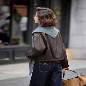 세군다 여자 가죽 자켓 재킷 가을 겨울 캐주얼 니트 케이프 기모 코트 DOS4