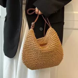 여름 라탄 숄더 호보백 밀닢 크로스 에코 바캉스내추럴 보헤미안스타일 펀칭 데일리 토트 비치 가방 휴양지