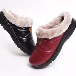 여성 누빔 방한화 털슬리퍼 보온 겨울 앞막힌 실내화 단화 신발 패딩 사무용 회사 다용도화 여자 내빈용 사