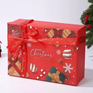 크리스마스 고급 선물상자 2개 세트(카드+리본+쵸핑)포장케이스 산타박스 캔디 초콜릿 반달