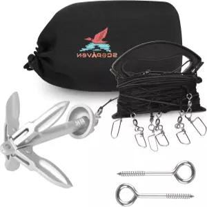 스코파벤 덕 미끼 저크 리그 u2013 118피트 나일론 라인 6개의 미끼용 프리타이드 스위블 번지 코드가 있는