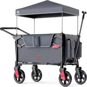 2명의 를 위한 에버 어드밴스드 초소형 왜건 탈착식 캐노피가 있는 여행용 접이식 푸시 풀 유모차 조절