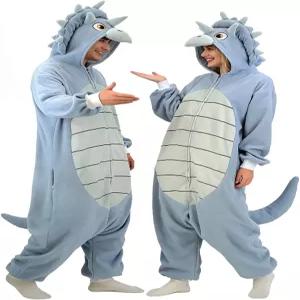 ABPTBAZ 성인 의상 원시 트리케라톱스 재미있는 파자마 할로윈 여성 남성