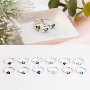 (스와로브스키) 가넷(실버) 자수정 데일리 탄생석 반지