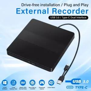 CD롬 플레이어 2-in-1 USB30 Type-C 외부 DVD RW CD 라이터 드 버너 리더 CD-ROM DVD-ROM 노트북 데스크탑