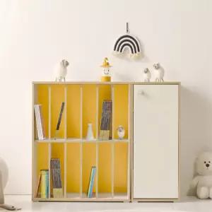 2단 1도어형 문달린수납장 오픈형책장