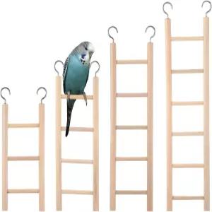 EuphHonycs 새장용 4PCS 나무 사다리 4사이즈 새 장난감 앵무새 계단 새장 잉꼬 및 러브버드용 등반