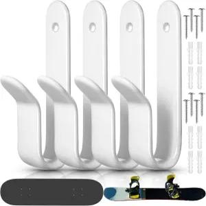 Zonon 4개 수평 스노보드 벽걸이 클립 스케이트보드 디스플레이 랙 실내 보관실 차고 홈 롱보드 스키흰색