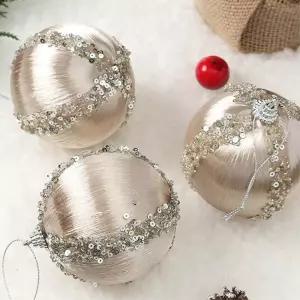 샴페인골드 장식볼 3p 8cm 실키프린세스 트리 액세서리 오너먼트 크리스마스볼 소품 트리볼