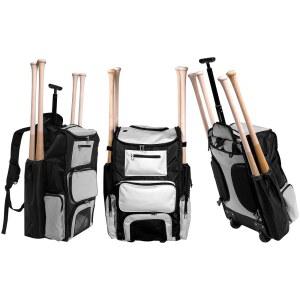 로박 캐처 기어백 - 엘리트 롤링 야구 및 소프트볼 가방, 신발 수납 공간이 있는 넓은 캐처백, 배트 슬리브, 텔레스코픽 핸들 백팩 스트랩으로 게임 준비가 된 플레이어를 위한 제품입니다