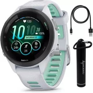 웨어러블4U 가민 포러너 265S 음악 GPS 42mm 스마트워치 화이트스톤 AMOLED 1.1인치 터치스크린 디스플레이