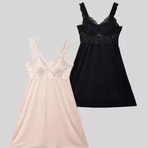 여성 패드일체형 레이스 슬립원피스잠옷 나이트 선물 신혼 아내 보들보들한