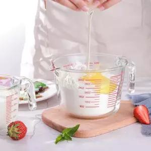 500ML 1개 내열유리 계량컵 이유식비커 강컵 눈금 용품 베이킹 플라스틱 쌀컵 용기 물계량 홈도구