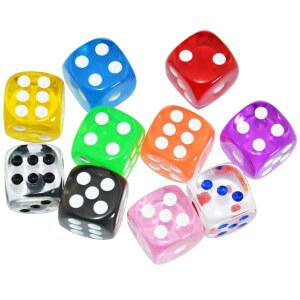 스마트딜스프로 10팩 D6 육면 16mm 투명 주사위 다이, DND, MTG, RPG, 텐지, 야체, 분코, 테이블 보라드 게임, 수학 교육용
