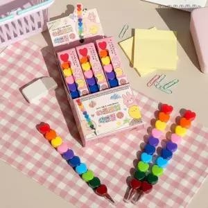 조선문방구 하트 로켓 색연필 10색 카트리지 색칠놀이 컬러펜 무지개 (24개입 1박스)