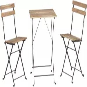 접이식 파티오 비스트로 세트 - 고급 주택의 현관 데크 정원 또는 발코니 가구를 위한 3피스 아카시아 나무