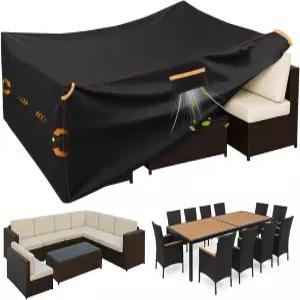 ESSORT 초대형 웨더프루프 야외 다이닝 세트 커버 튼튼한 방수 옥스포드 파티오 가구 대형 외부 테이블