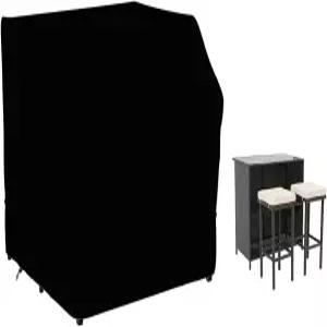 코즈카 41인치 야외 파티오 바 세트 커버 헤비 듀티 방수 가구 키 큰 위커 스툴 및 유리 상판 테이블 의자