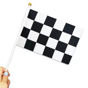 레트로체크 격자무늬 자동차 경주 응원 행사 손 깃발 체크패턴깃발