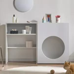 C1382 원형 오픈 수납 화장대 세트 1200 2colors