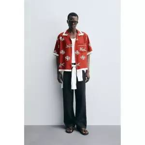 자라 ZARA 잉어 프린트 셔츠 - 크림 레드 6085287067 899294