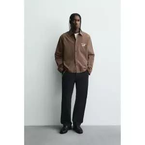 자라 ZARA 그래픽 스트라이프 패턴 셔츠 - 라이트 브라운 6085315730 899356