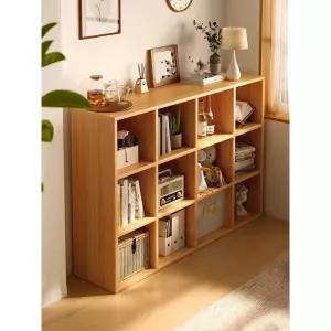낮은 진열장 사물함 책장 깊이 사이즈 오크 우드