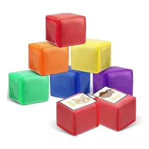 6PCS DIY 교육 게임 주사위 학습 세트 6면 지우기 포켓 사진 플라스틱