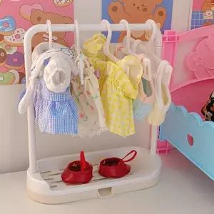 인형 옷걸이 행거 세트 미니 인형 옷 옷장 소품 모루 솜 꾸미기 10cm 퍼프 건조대 귀걸이 거치대 수세미