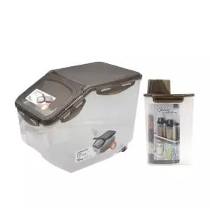 락앤락 쌀통 10kg + 도어포켓잡곡통 2kg 브라운 쌀 보관통 보관용기