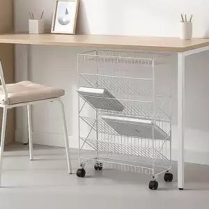 히키스 스틸 트롤리 이동식 책꽂이 매장 공간활용 북카트 책상밑수납 HTB1 이동식책꽂이