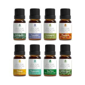 푸르소닉 에센셜 오일 세트 - 아로마테라피 블렌드 선물 디퓨저, 홈, 마사지 및 목욕용 순수 10ml(유칼립투스, 라벤더, 레몬그라스, 오렌지, 페퍼민트, 티트리, 윈터그린)