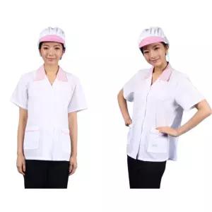 여성용 넥카라 반팔 주방 위생복 상의n모자 식품공장 조리복 주방복 작업용