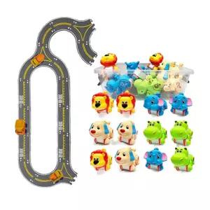 감성발달 푸쉬동물차 & 도로 길 매트 세트 동물피큐어 진열용 생일선물 자연학습