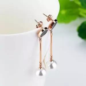 블랙 골드 서클 롱 진주 귀걸이-로즈골드DG 여성귀걸이 롱귀걸이 패션귀걸이 귀걸이선물 진주귀걸이