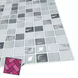 월타일스티커 S58 회색바둑판 대리석 DIY타일 타일스티커 스티커타일