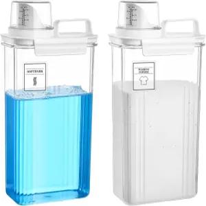 세탁실용 세탁 세제 디스펜서 94온스 섬유 유연제 액체 용기 세탁실 정리용 정리기 6개의 라벨 2팩